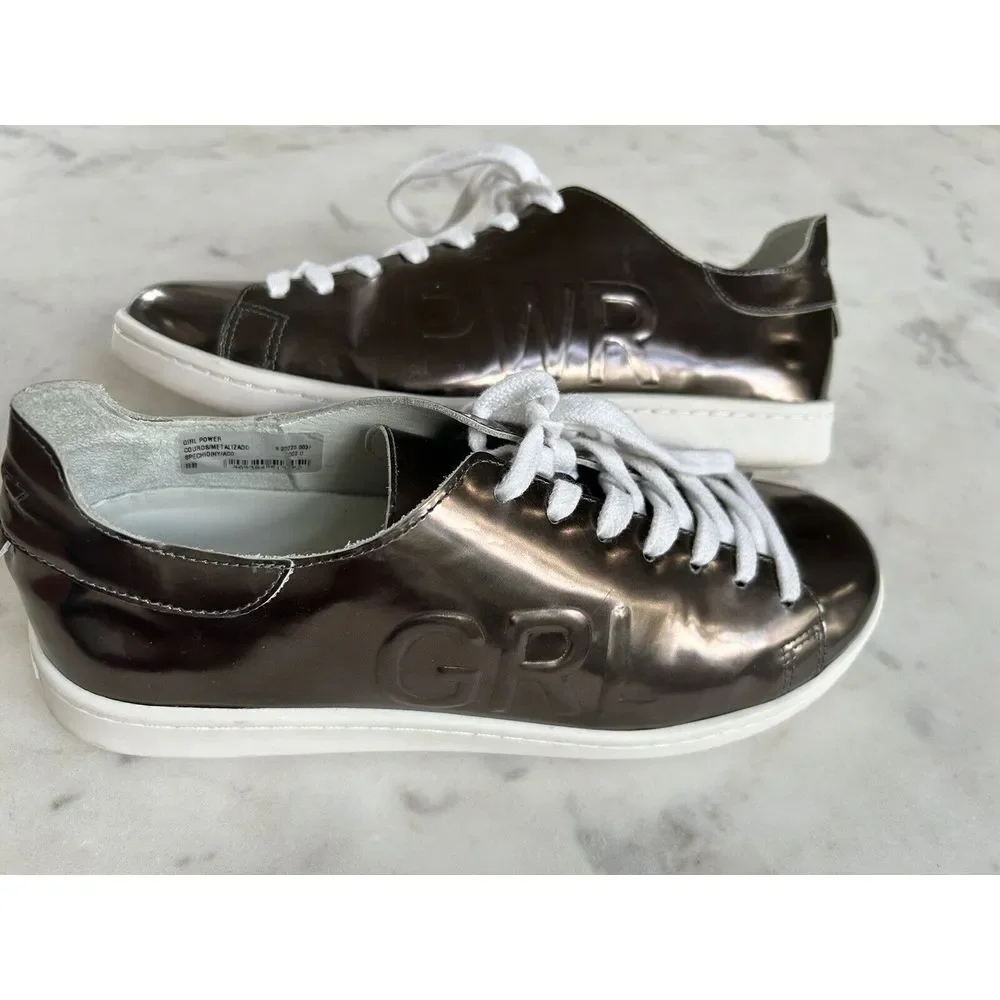 Schutz GIRL‎ POWER Copper Metallic Sneakers Women's 8 NORDSTROM $138 Rare